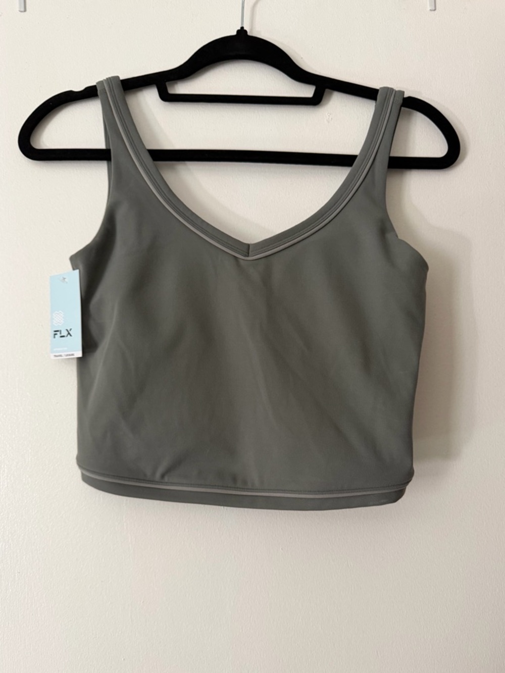 Women's V-Neck Crop Activewear Tank - Olive Gray